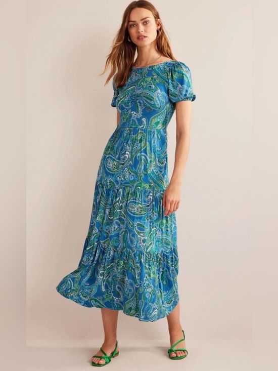 Boden Dresses & Skirts - Boden Blue Paisley Cutout Back Jersey Maxi Dress New